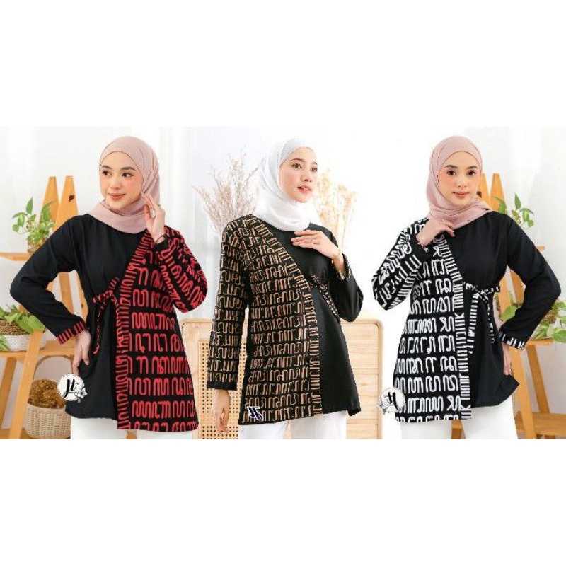 Blouse Aksara Jawa/Blouse Wanita Modern/Baju Kantor/Seragam