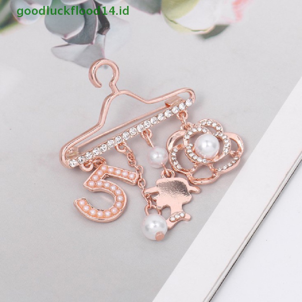 [GOOGFOUR] 1pc Disepuh Rose Gold Bunga Mutiara Berlian Imitasi Mini Gantungan Pin Kreatif DIY  [Atasan]