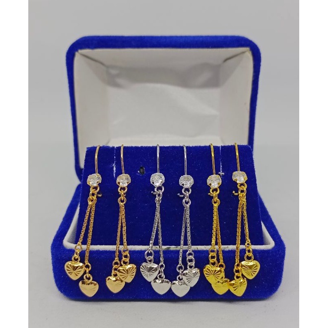 anting kait mp 1 m. itali bandul love / anting perak silver 925 lapis emas/ anting fashion wanita terbaru