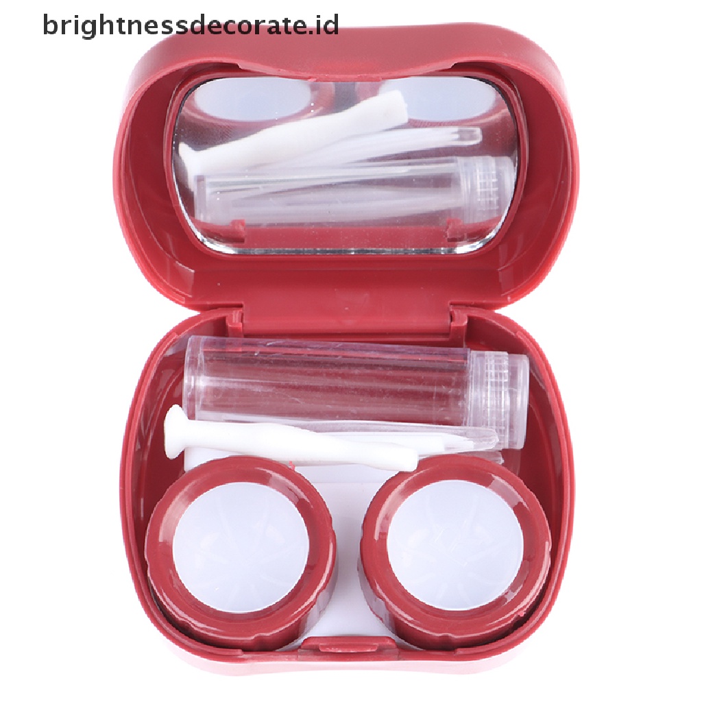 [Birth] Kotak Kontak Lensa Sederhana Desain Hati Travel Lens Box Set Dengan Cermin Mata Lensa Tempat Wadah Tempat Kontak Kosmetik Contact Lens [ID]