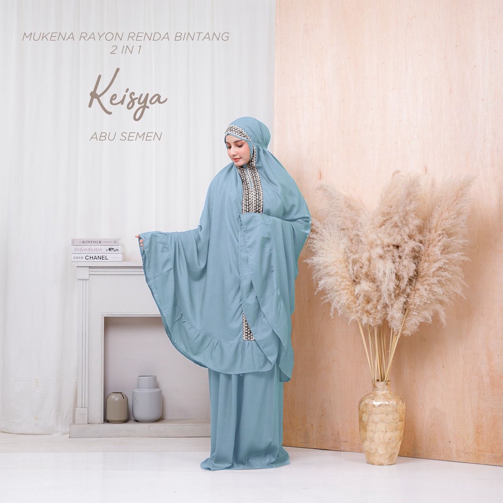 MUKENA BALI TASIK - MUKENA DEWASA JUMBO RAYON RENDA BINTANG 2 IN 1 KEISYA