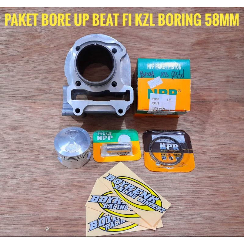 PAKET BORE UP BEAT KVY KARBU  / BEAT FI KZL LINER LUAR 58MM-BOYRENK RACING