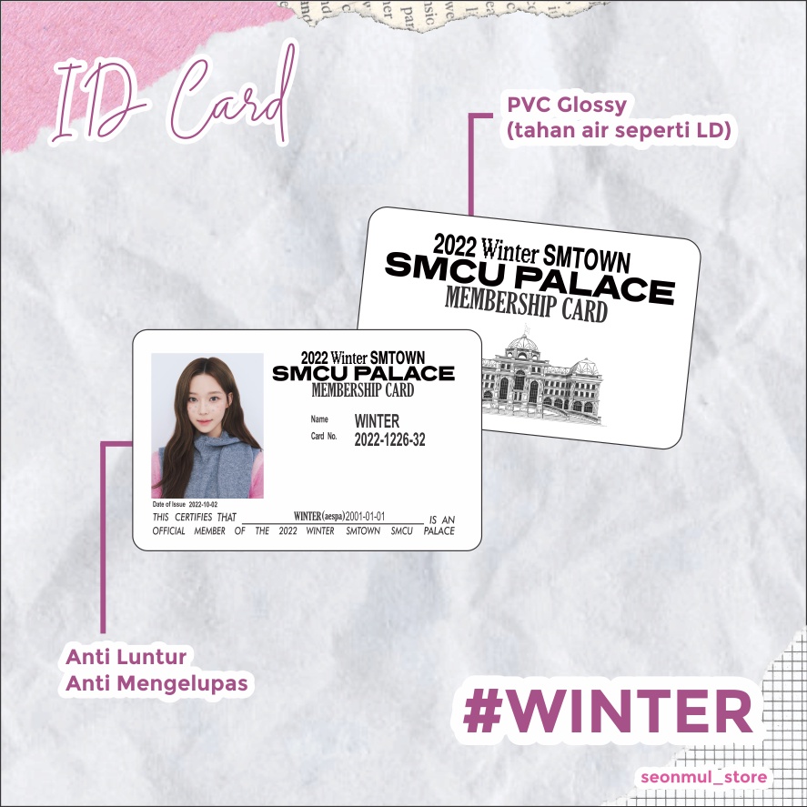 2022 Winter SMTOWN : SMCU PALACE INVITATION MEMBERSHIP CARD 2022 AESPA / AESPA