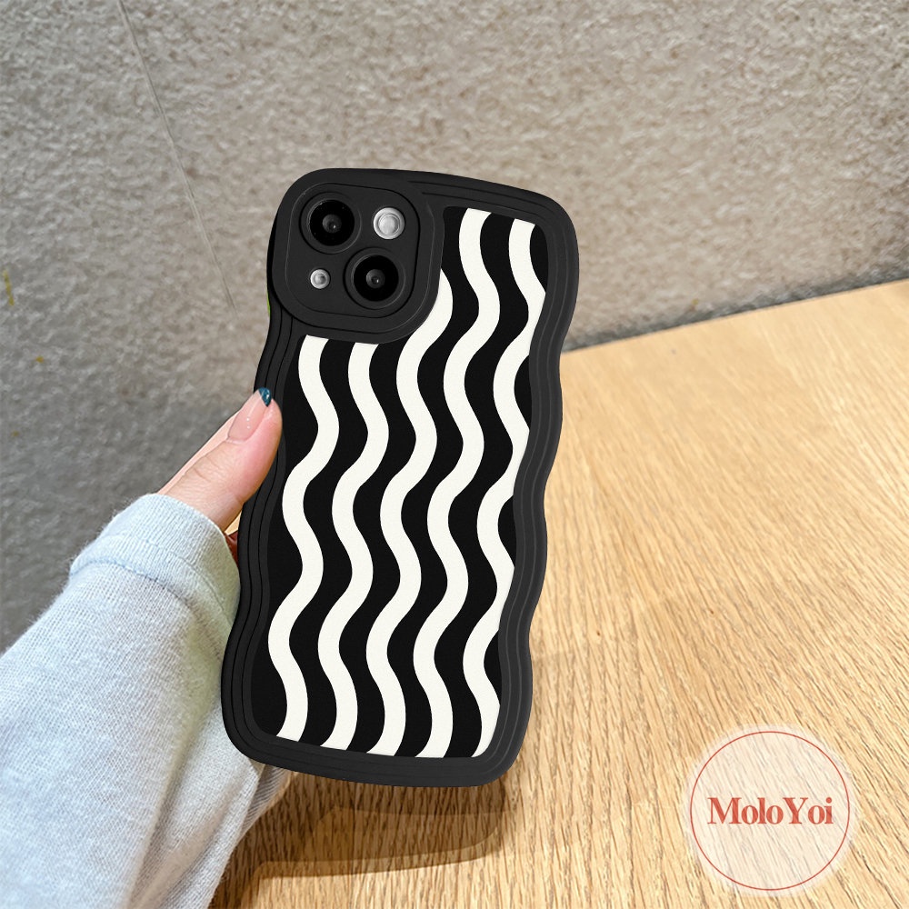IPHONE Case Kompatibel Untuk Iphone11 12 13 14 Pro Max XR 6 6s 8 7 Plus X XS Max14 Plus SE 2020 Wavy Edge Art Motif Gelombang Air Shockproof Lembut TPU Phone Case Cover