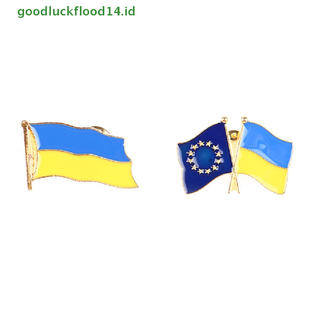 [GOOGFOUR] 1pc Bendera Ukraina Bros Aksesoris Pakaian Pin Logam Lencana Souvenir Badge [TOP]