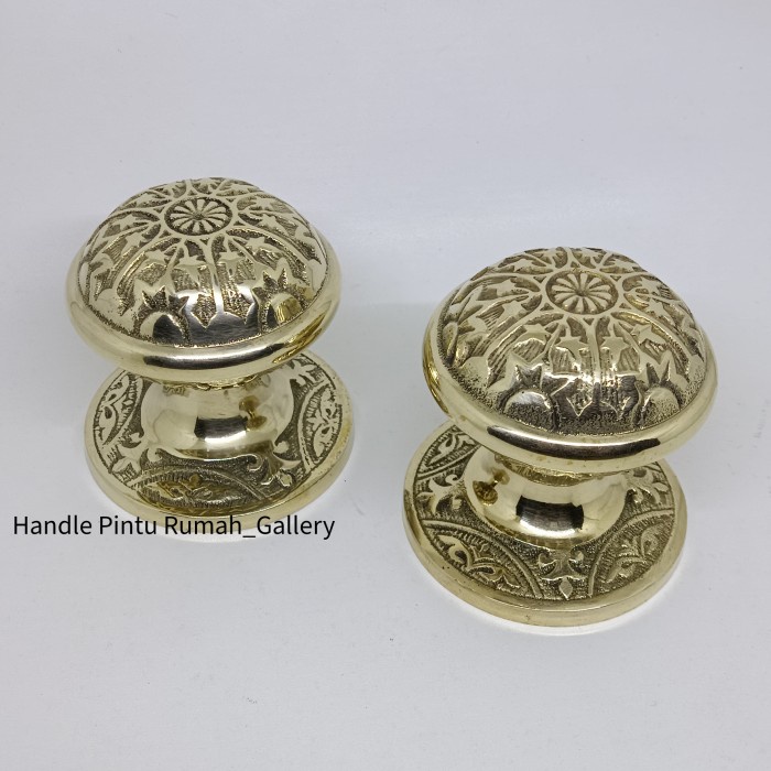 Knop pintu knob pintu ukir bulat gagang pintu handle kuningan emas