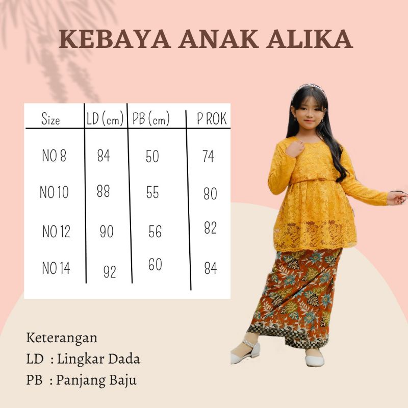 KEBAYA ANAK ALIKA TK PAUD SD 1-14 TAHUN