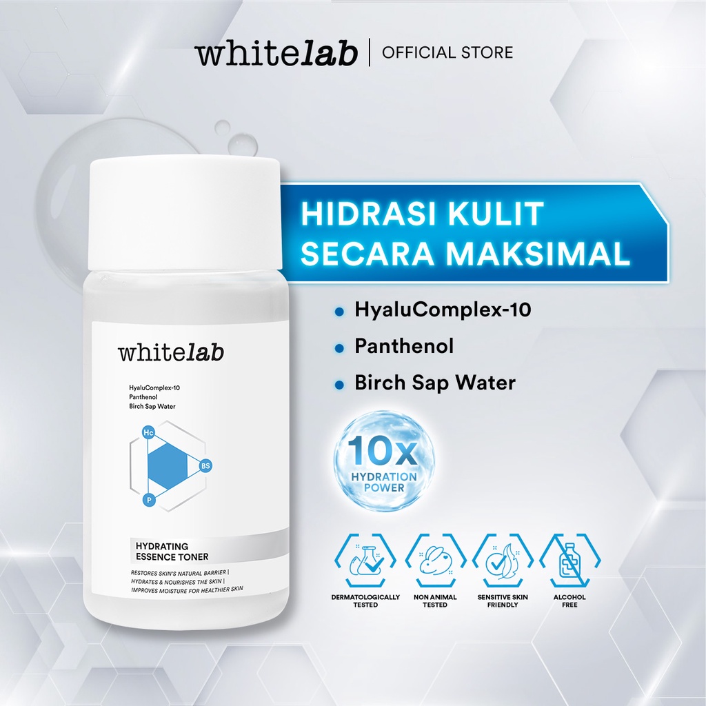 [BUY 1 GET 1] Whitelab Hydrating Essence Toner - Toner Untuk Kulit Terhidrasi, Lembap, Kenyal Dengan Hyaluronic &amp; Panthenol [BPOM]