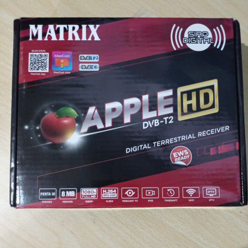 COD SET TOP BOX STB MATRIX APPLE MERAH DVB-T2 PLUS KABEL HDMI DONGLE WIFI