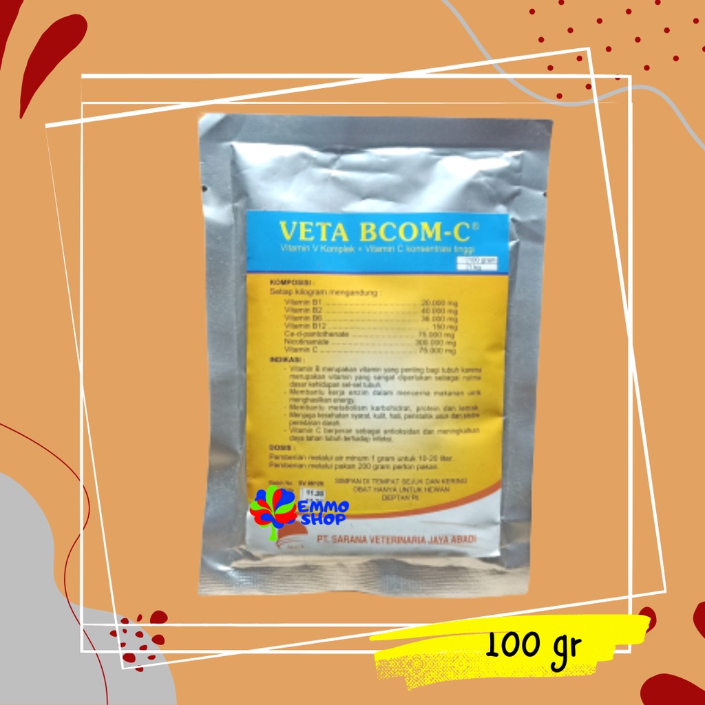 Veta BCom C 100gr Vitamin Daya Tahan Tubuh Ayam / Veta Becom C