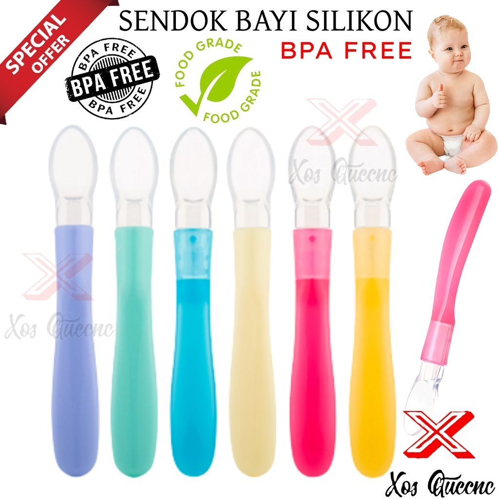 [XOQ] SENDOK MAKAN BAYI SILIKON / SPOON BABY SILICONE FOOD GRADE / SENDOK BABY SAFETY