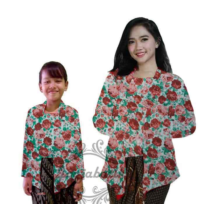 Couple/Sarimbit Kebaya Kembang (motif floral) Ibu dan Anak Bahan Katun