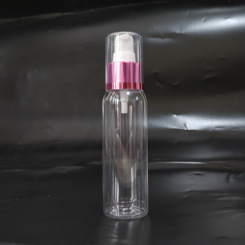 BOTOL PLASTIK 100ML PUMP TREATMENT PINK FULLCAP / BOTOL ISI ULANG [HARGA GROSIR]