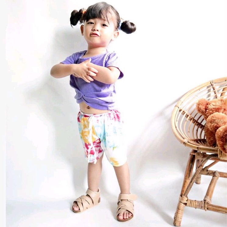 Set Crop Top and Tie Dye Short 18 Bulan - 3 Tahun / Set Aqila Celana Pendek Anak Perempuan Tie dye