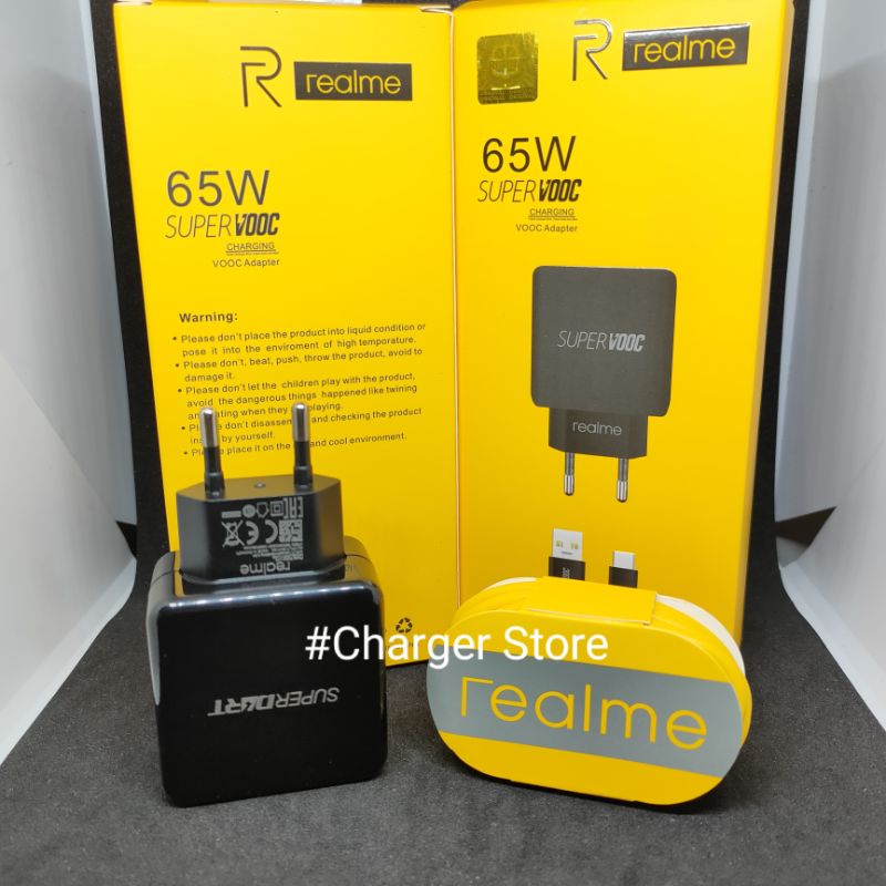 Charger Realme Hitam Micro USB ORIGINAL SUPER DART VOOC 65W