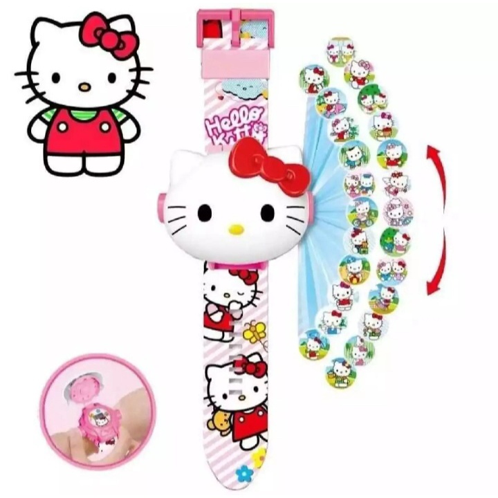 Hello Kitty Jam Tangan Proyektor 24 Gambar Jam Tangan Anak Perempuan Jam Tangan Fashion Anak-Anak