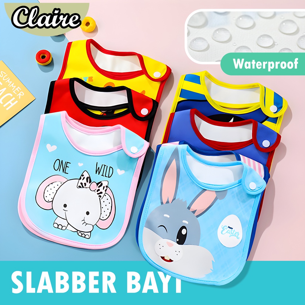 Slabber Bayi waterproof / TATAKAN MAKAN BAYI/ CELEMEK MAKAN UNTUK BAYI MOTIF ANAK ANAK LUCU