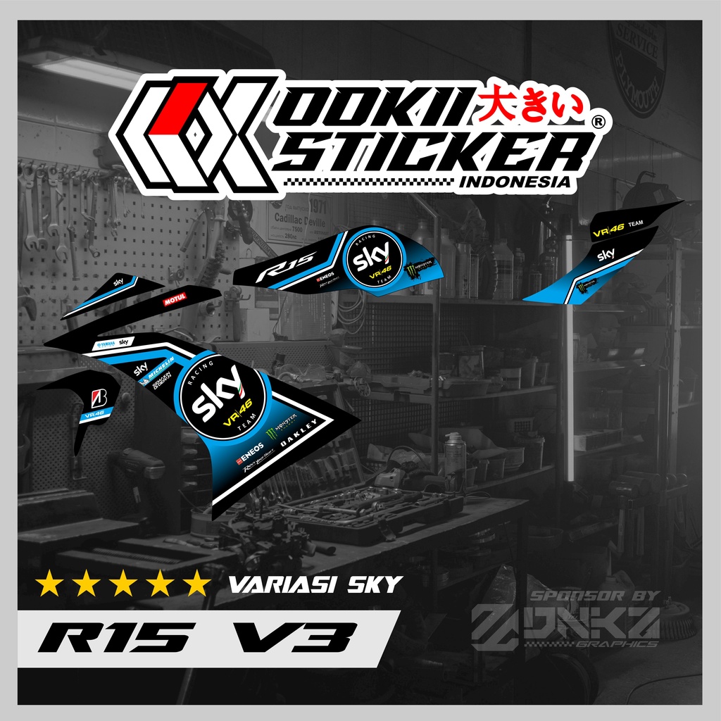 Stiker R15 V3 Decal Striping R15 V3 Premium Variasi SKY OOKII