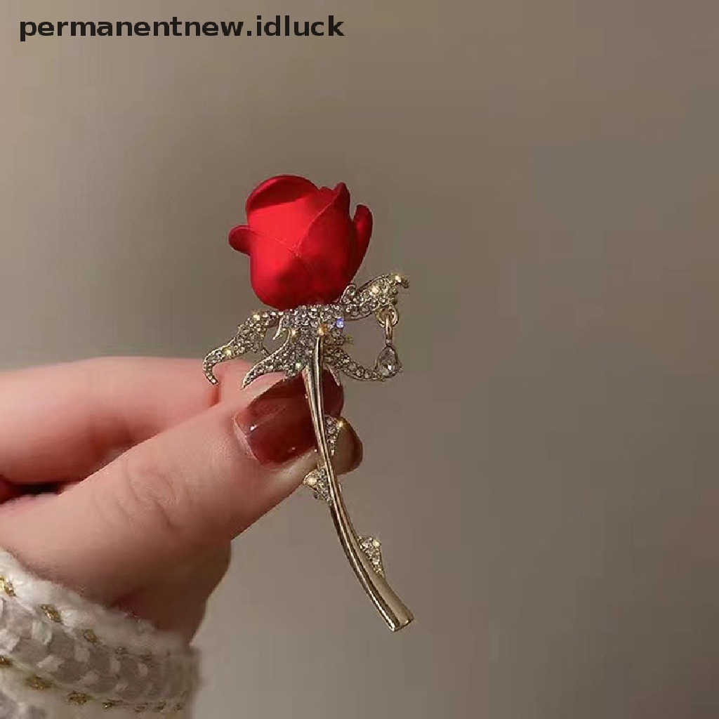 [luckypermanentnew] Red Rose Bros Pin Wanita Lencana Kerah Pin Gadis Mantel Jas Pakaian Dekorasi [ID]