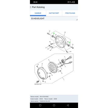 karet damper headlight lampu depan rx king th 2002 sampe 2008 ori
