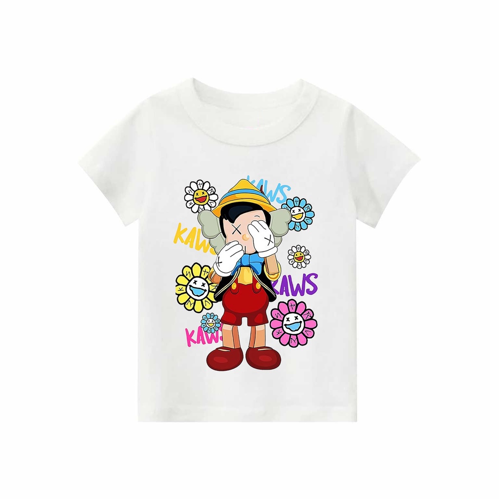 Kaos Anak laki-laki &amp; perempuan motif pinokio kaws | kaos combed 30s printing | Kaos Distro anak