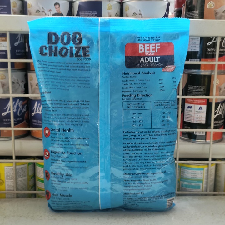 Makanan Anjing Dog Choize Adult Beef Flavour Kemasan 800G