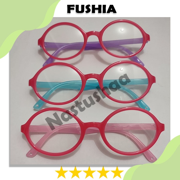 Kacamata Anak Anti Radiasi Bingkai Oval Warna Gagang Random Kacamata Kids Blueray Untuk Laki-Laki dan Perempuan Unisex NOCASE