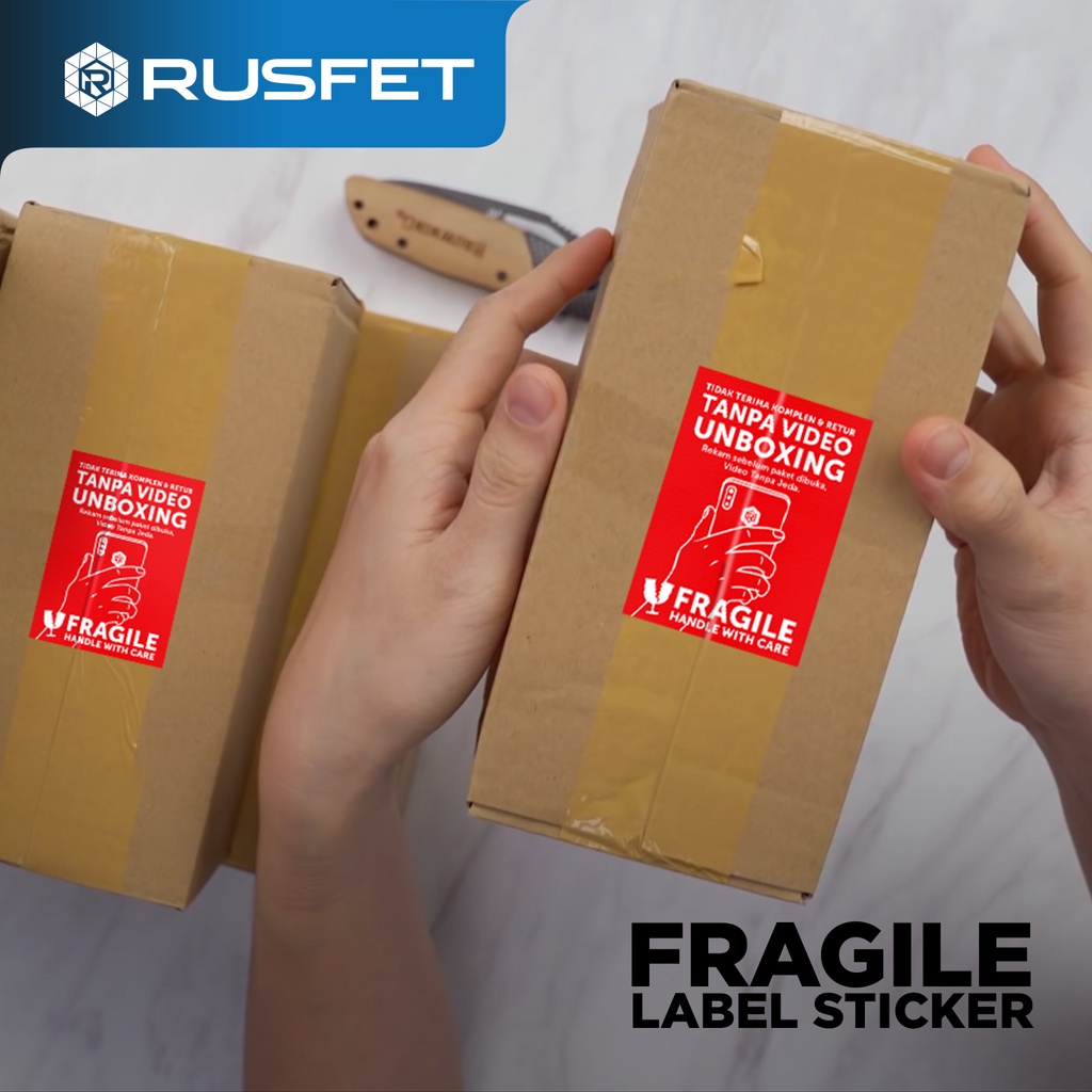 

mh Sticker Sticker Unboxing with Fragile Rusfet Label Wajib Video Buka Paket Stiker Fragile Murah