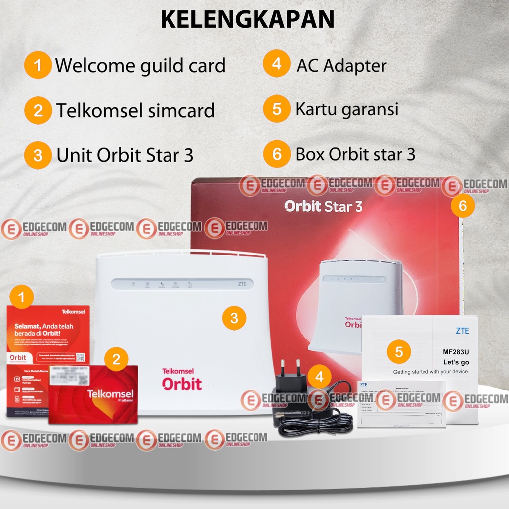 Telkomsel Orbit Star 3 Modem Wifi 4G Highspeed Free 150GB data + Kabel Powerbank