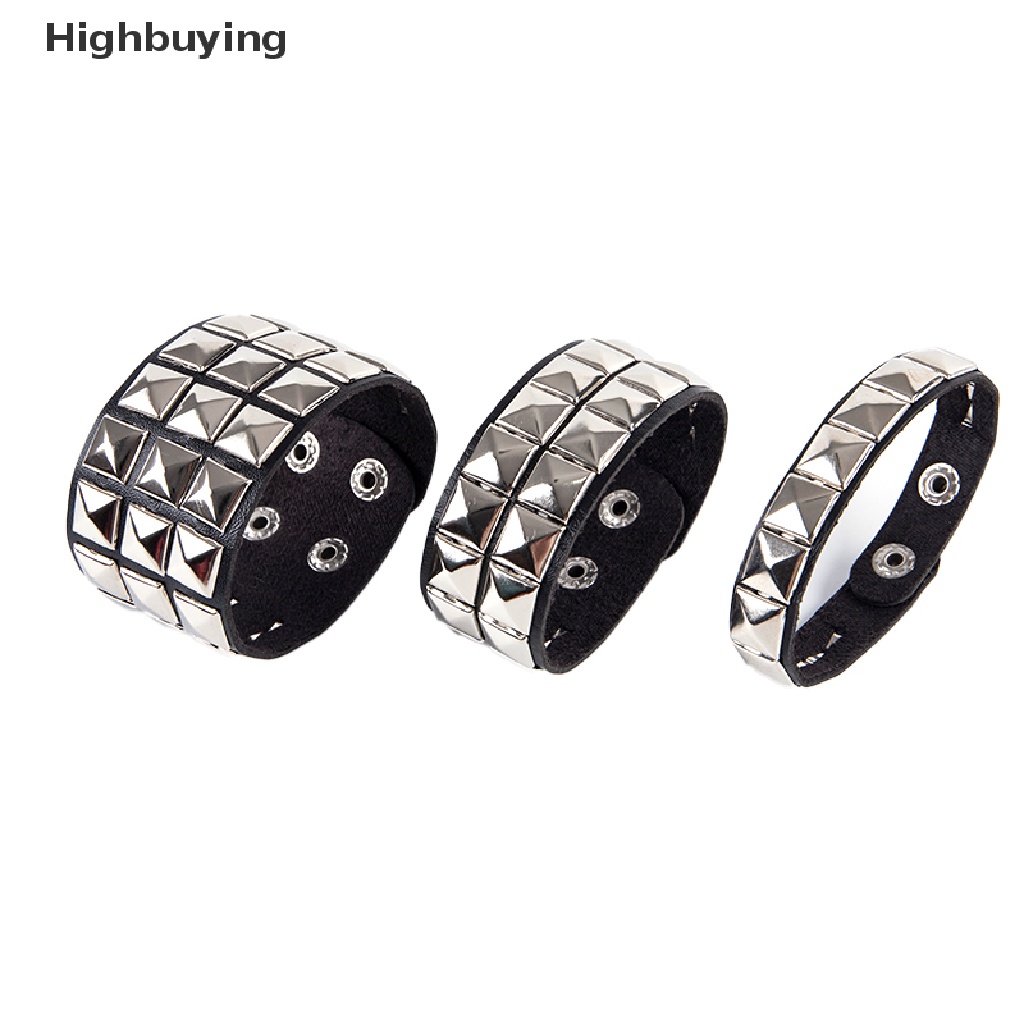 Hbid Unik Rivet Stud Manset Lebar Punk Gothic Rock Unisex Bangle Gelang Pria Perhiasan Glory