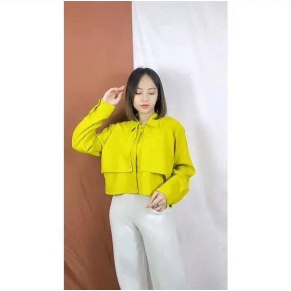 SALMA CROP TOP BLOUSE /| KEMEJA CROPED  VIRLY CRINCLE VARIASI LAYER