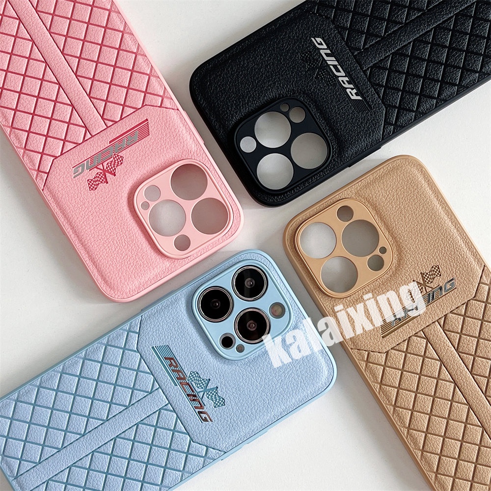 IPHONE Casing Kulit Balap Untuk Iphone14 /13 /12 /11 Pro Max 14Plus 13Pro 12Pro 11Pro Hard Back Cover Casing Silikon