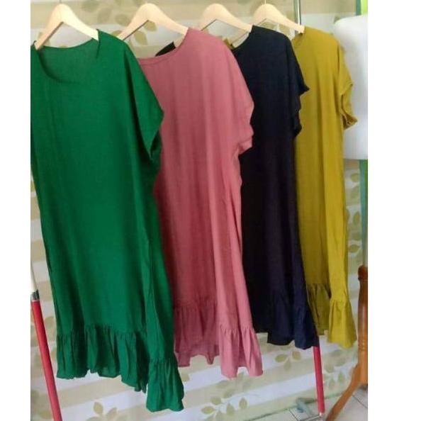 ✓ Daster Ruffle Polos/Daster Viral Kekinian/Daster Katun Rayon/Tunik Katun Remaja