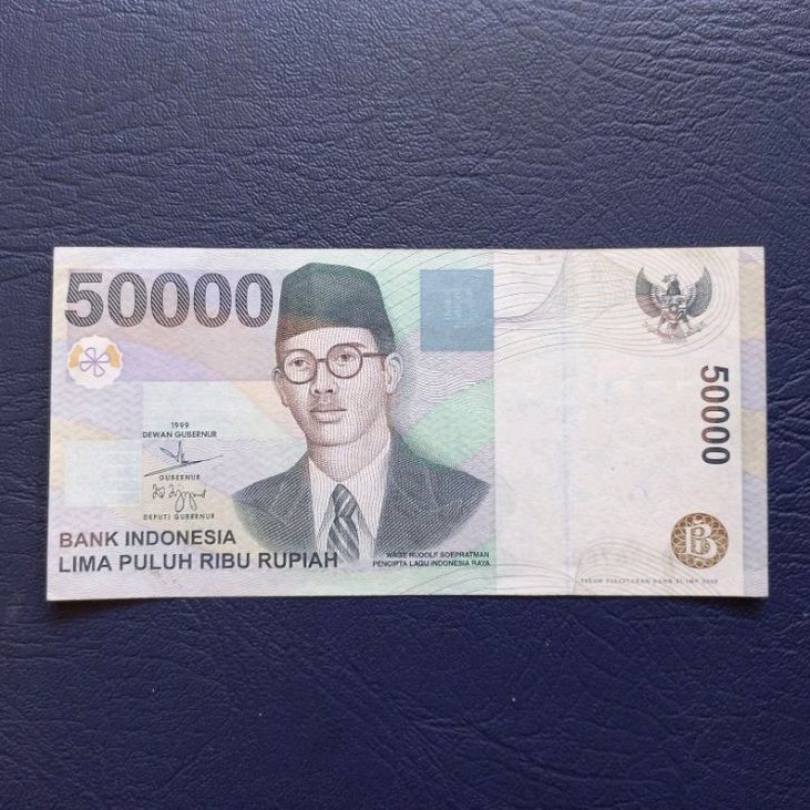 Uang kuno kertas  50000 rupiah WR Soepratman  tahun 1999