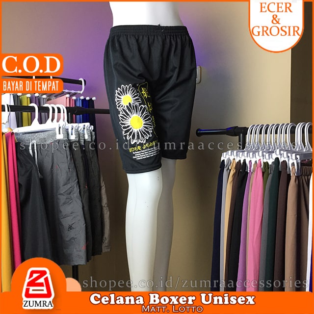 Paket Isi 4 pcs Boxer Unisex Pria Wanita Matt Lotto Hitam 4 Motif