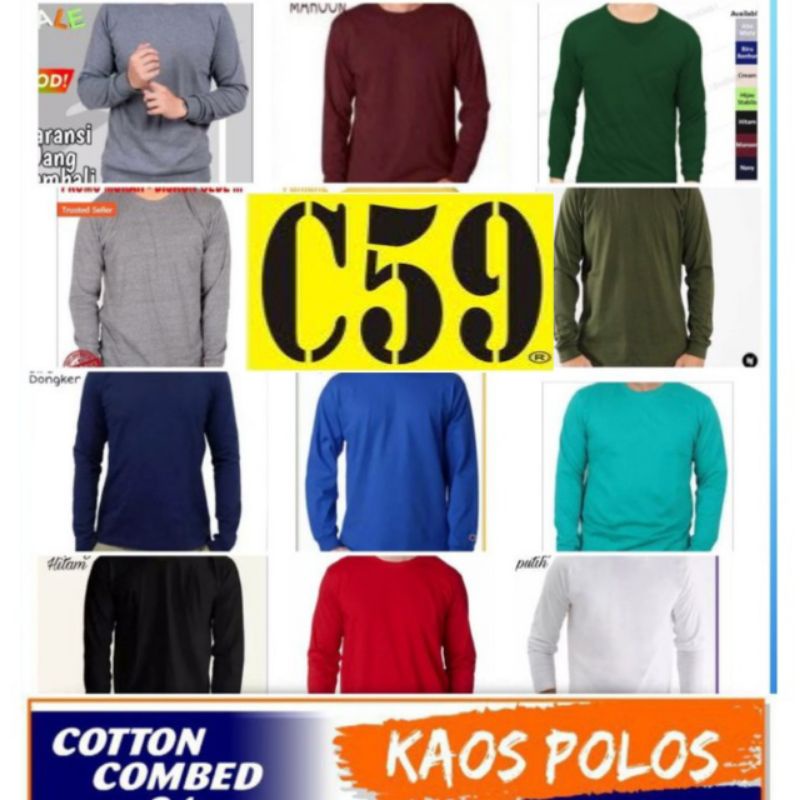 [PROMO] KAOS POLOS C59  LENGAN PANJANG COTTON COMBED 20S / Kaos Polos Wanita Lengan Panjang Katun Co
