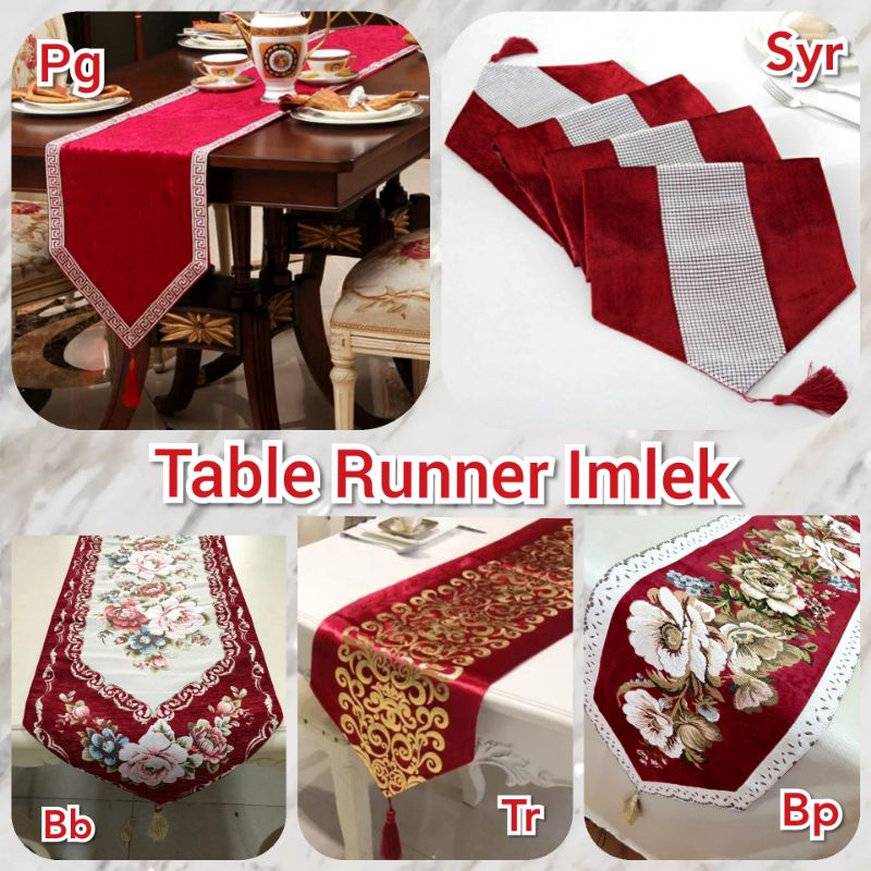 taplak meja imlek merah table runner imlek sincia gongxi merah