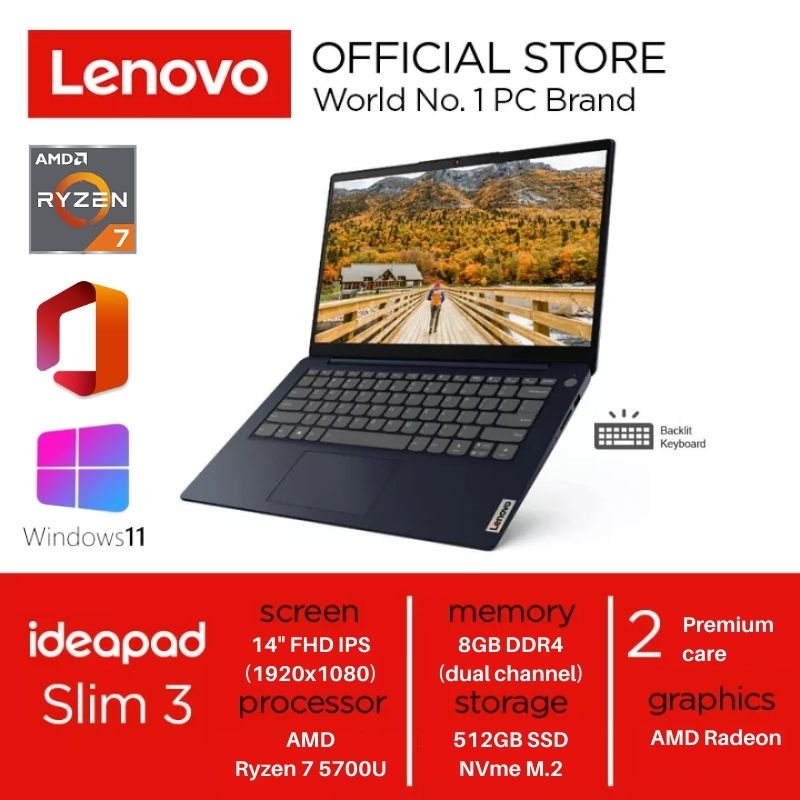 LENOVO Ideapad Slim 3i 14ALC6 HPID 14" FHD IPS [Ryzen 7 5700U/8GB/512GB SSD/AMD Radeon/Win 11+Office