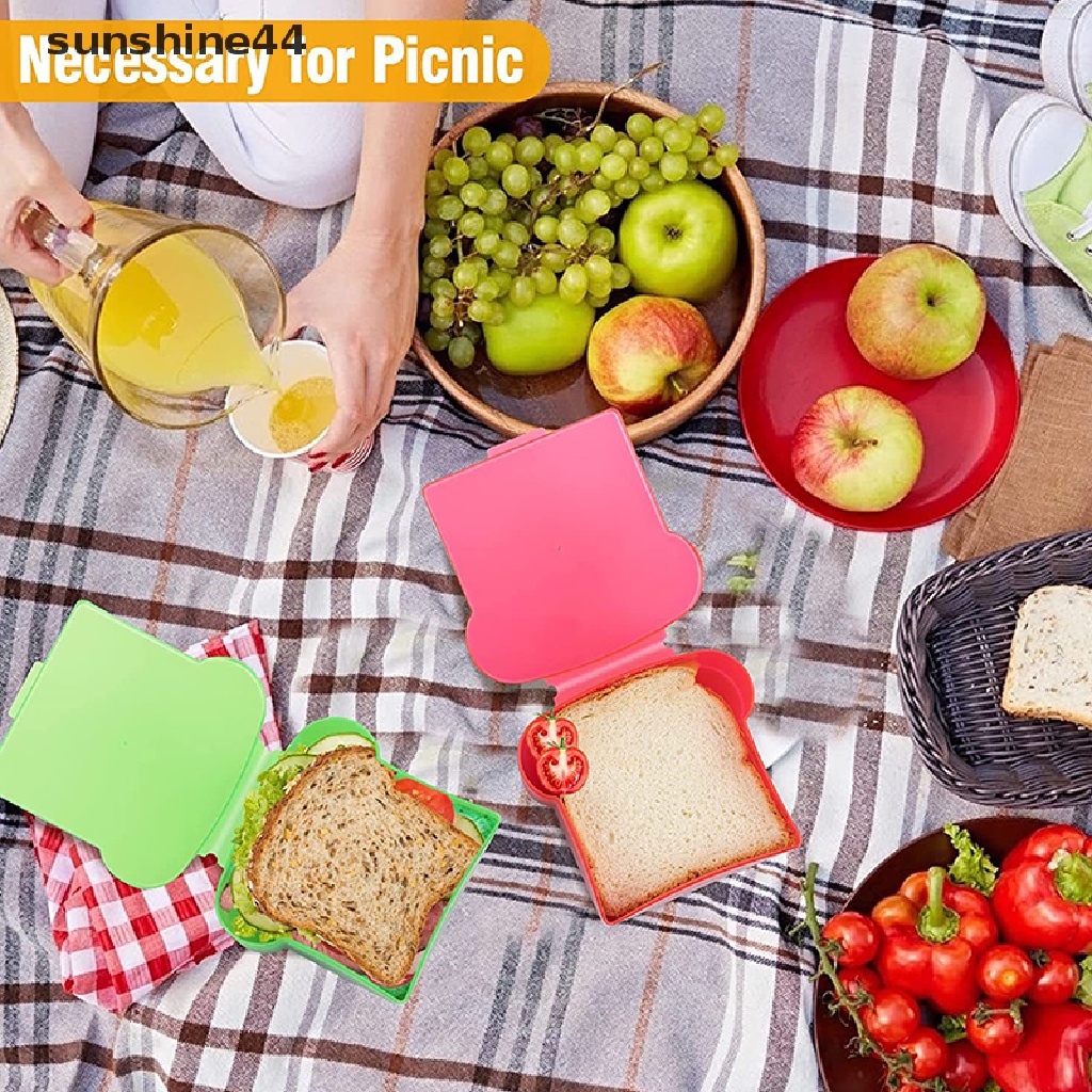 Sunshine Wadah Sandwich Plastik Dengan Tutup Reusable Food Storage Lunch Box.