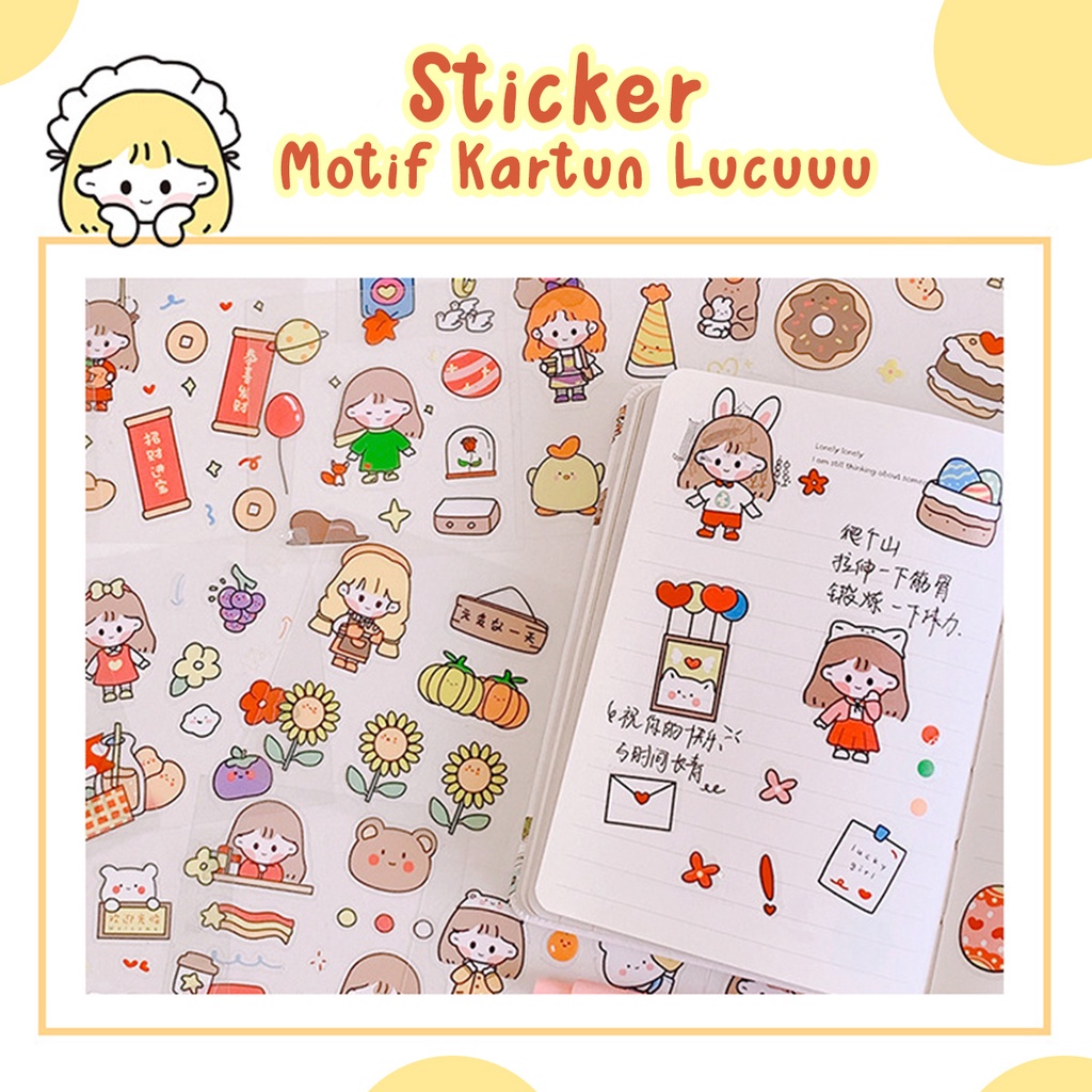 Sticker Aesthetic Kartun Lucu Momo Dekorasi DIY Waterproof Diary Handbook Scrapbook MX-5005