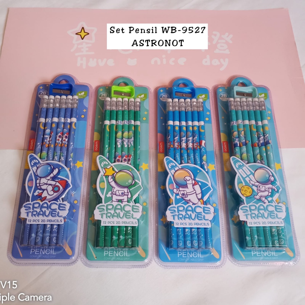 AS Pensil Set Sanrio, Unicorn, Dino, Astronot 12pc + rautan / joyko / davis / deli / fabercastel