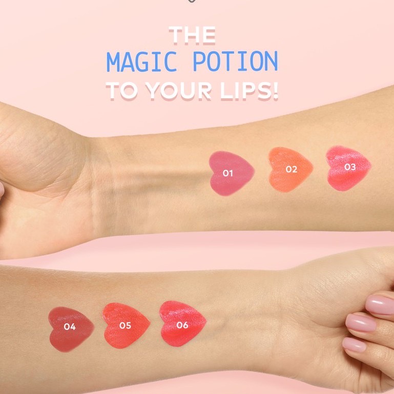 EMINA Magic Potion Indonesia / Lip Tint 5.5ml  / Transferproof Light Weight Natural Fresh / Lightweight Watery texture Tahan lama Smudgeproof / Scarlet Sunglow Smitten Sienna Summer Sassy / Cosmetic Kosmetik Makeup Make Up Lipstick Lipstik Gincu Series