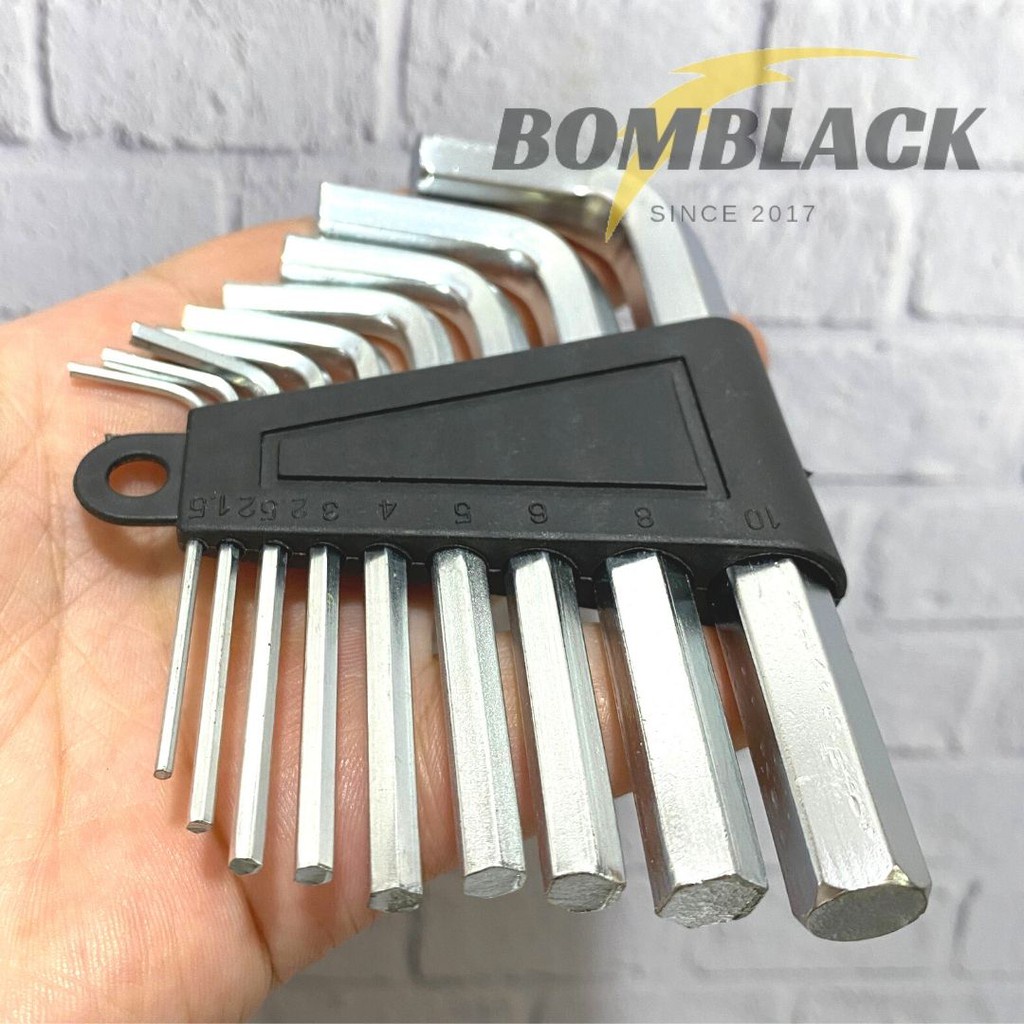 Kunci L Pendek 9 pcs Rata Hexagonal Short Arm Hex Key Wrench Set MURAH