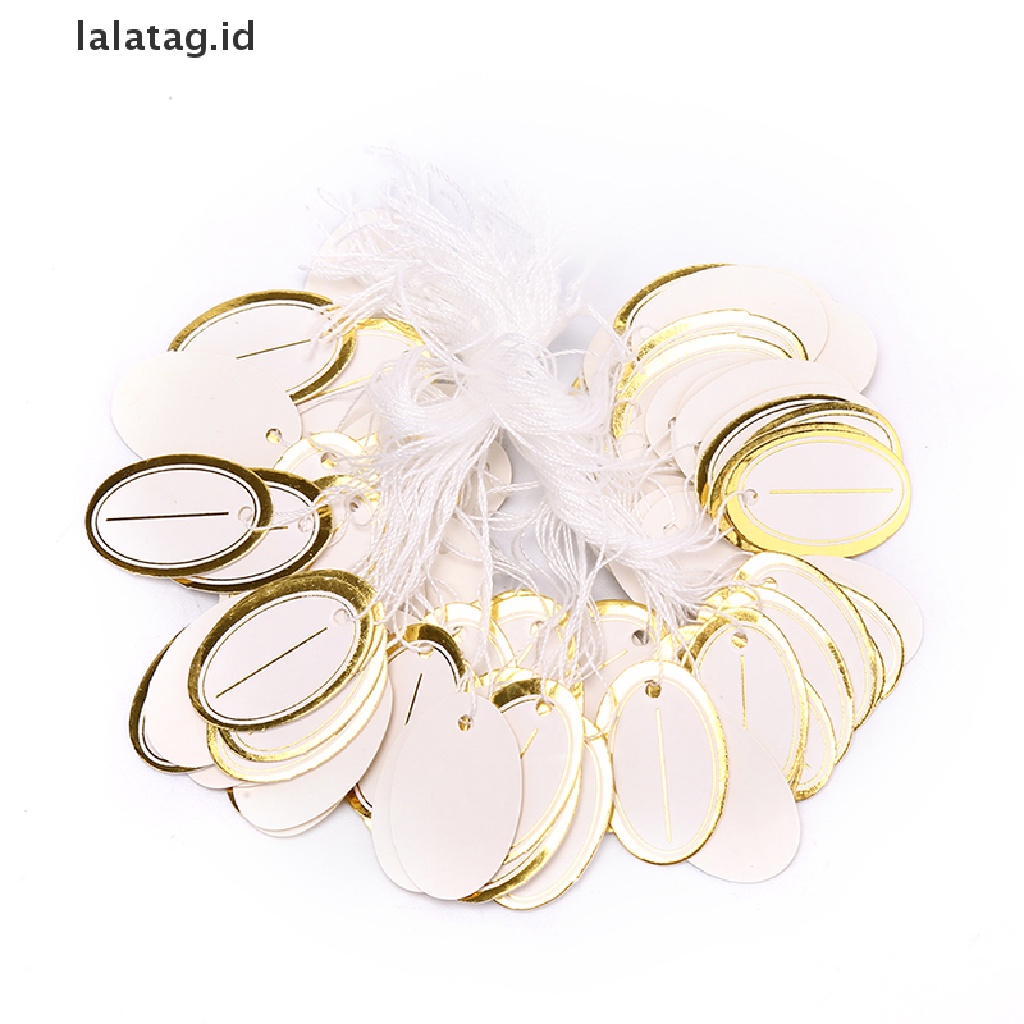 [lalatag] 200pcs Label Harga Tag Display Perhiasan Price Paper Label Card Ellipse Blank Tag [ID]