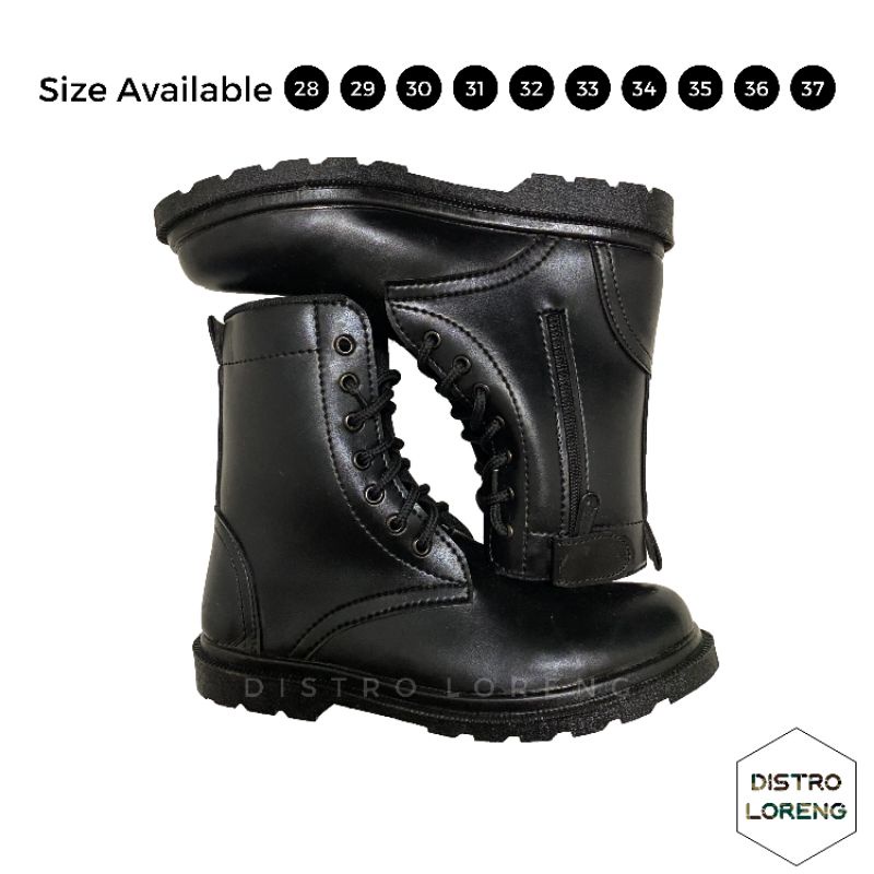 FREE ONGKIR SEPATU PDL ANAK PROFESI POLISI TNI KARNAVAL SEPATU BOOTS FORMAL ANAK LAKI-LAKI DAN