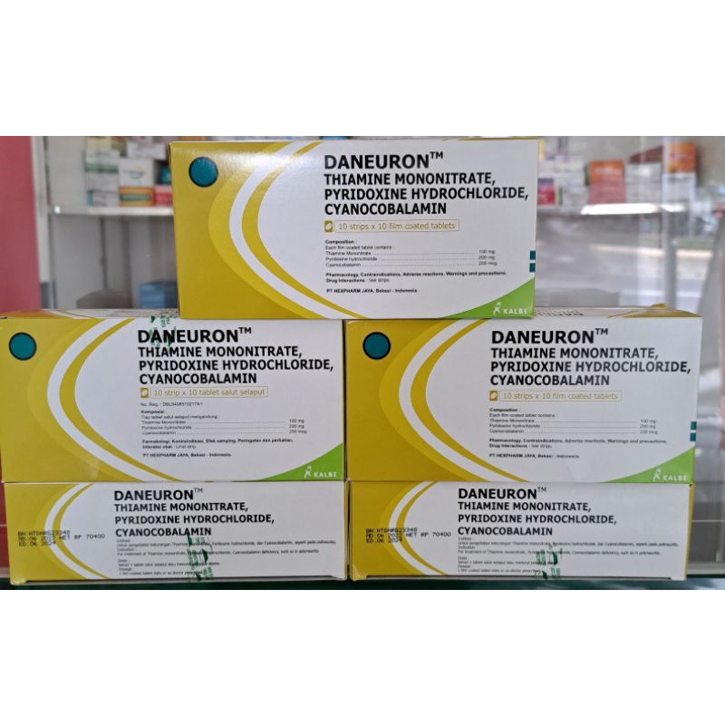 Jual DANEURON Neurotropik Vitamin B1,B6.B12 Box 10 Strip x 10 Film