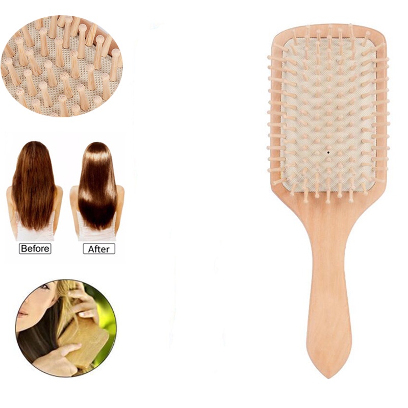 Yamata Sisir Kotak Kayu / Sisir Blow Gagang Kayu /Sisir Paddle / Sisir Kesehatan
