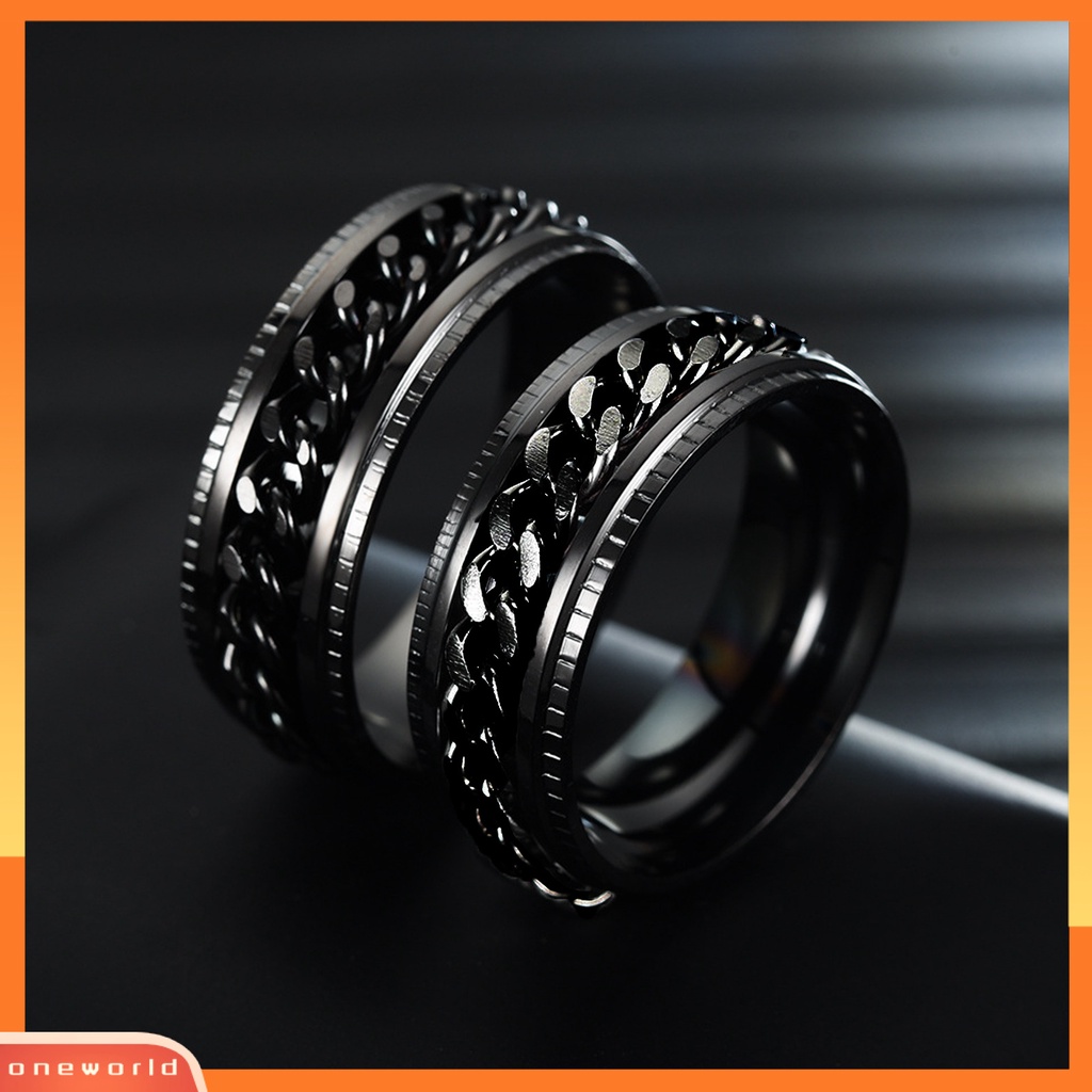 {oneworld} Cincin Pria Sederhana Tinggi Dipoles Perhiasan Fashion Rantai Berputar Hias Jari Ring Untuk Pesta