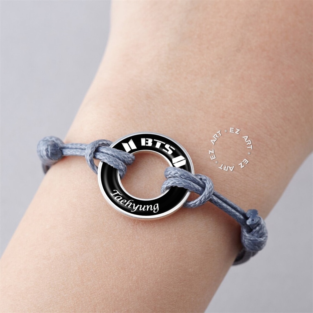 GELANG KPOP BTS CUSTOM NAMA RING PLAT CINCIN STAINLESS STEEL TALI KULIT KEPANG KOREA WARNA