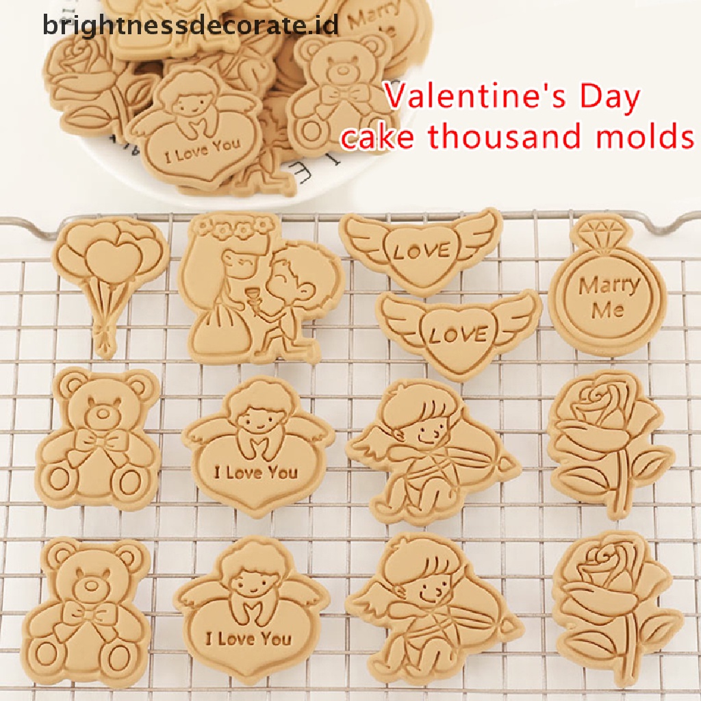 [Birth] 8pcs 3D Kartun Cookie Cutters Valenes Day Biscuit Mold DIY Fondant Decorag Untuk Ulang Tahun Pesta Pernikahan Natal Cookies [ID]